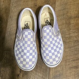 Vans Kids Checkerboard Slip-On Shoes - Purple and White